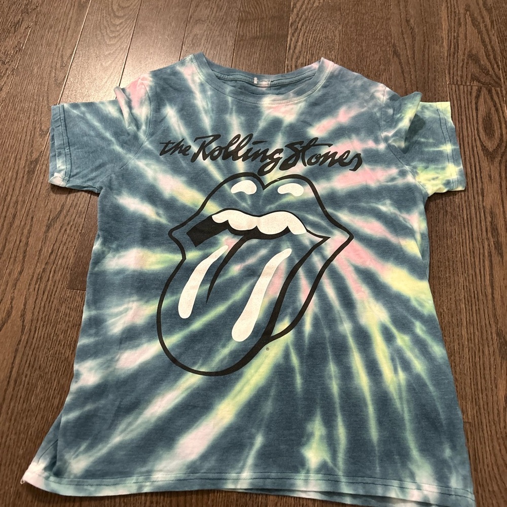 The Rolling Stones Blue and Pink Short Sleeve Tee